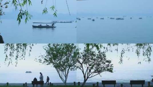 杭州西湖摇橹船4K视频素材高清在线视频素材下载