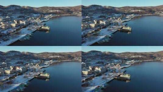 日本北海道洞爷湖自然风光航拍高清在线视频素材下载