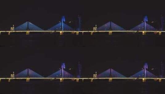 长沙湘江银盆岭大桥夜景高清在线视频素材下载
