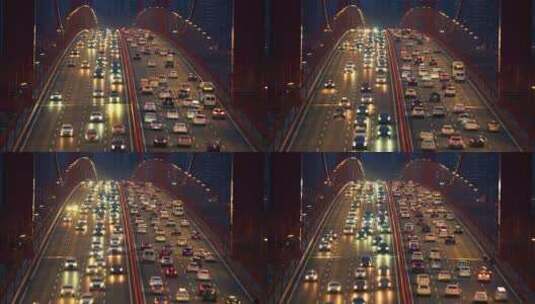 城市桥梁道路夜景交通车流4k素材高清在线视频素材下载