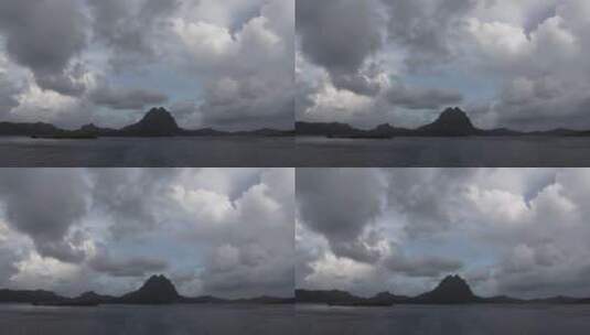 多云天空下的博拉博拉岛高清在线视频素材下载