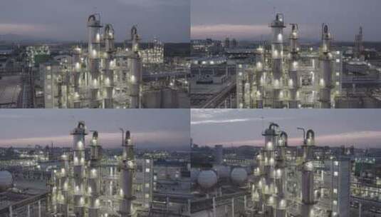 化工厂夜景航拍高清在线视频素材下载