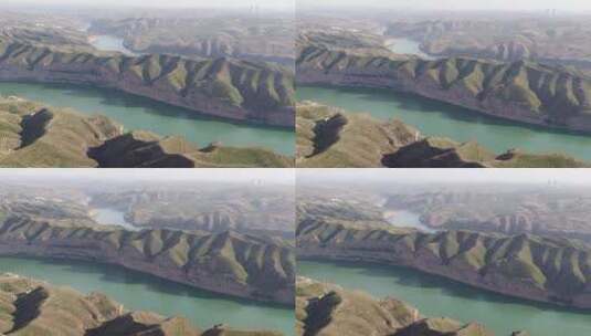 航拍山西忻州偏关万家寨黄河流域高清在线视频素材下载
