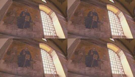 基督教壁画著名的圣索菲亚清真寺高清在线视频素材下载