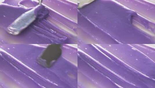 美工铲划动紫色膏体高清在线视频素材下载