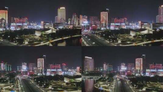 宁波影都时代广场CBD金融商业圈夜景高清在线视频素材下载