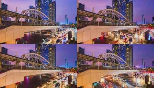 曼谷延时夜景高清在线视频素材下载