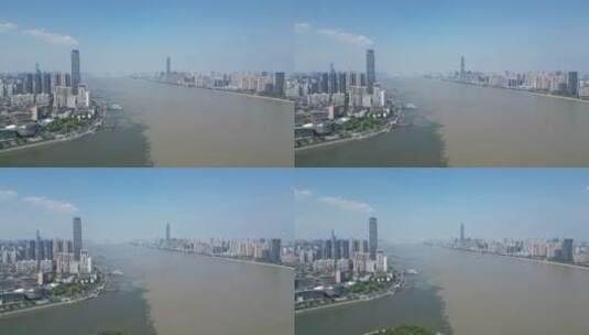 航拍武汉城市长江风光高楼建筑高清在线视频素材下载