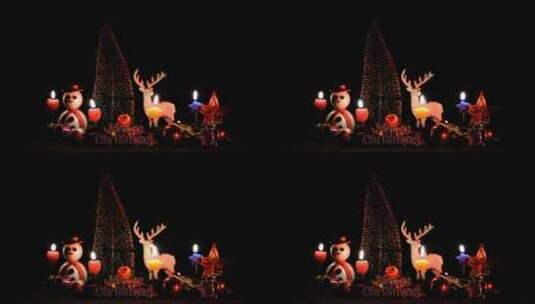 平安夜圣诞节快乐 灯光麋鹿圣诞老人高清在线视频素材下载