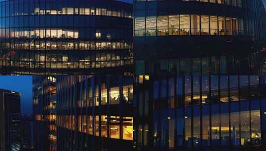 写字楼内员工夜晚加班场景高清在线视频素材下载