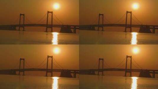 海边日出 大桥日出高清在线视频素材下载