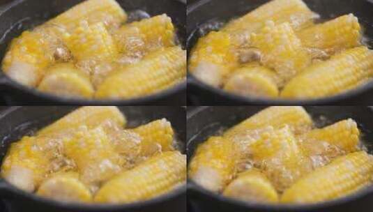 盘煮玉米蒸玉米水果玉米高清在线视频素材下载