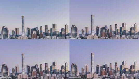 中国北京CBD高楼建筑群风光日转夜延时高清在线视频素材下载