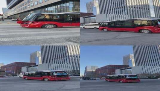 济南新上“567”路公交车，被称为红墩墩高清在线视频素材下载