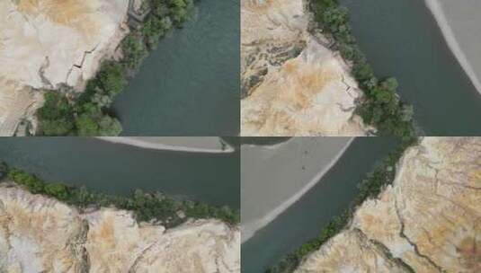 自然风光雅丹地貌溪水河流无人机航拍高清在线视频素材下载