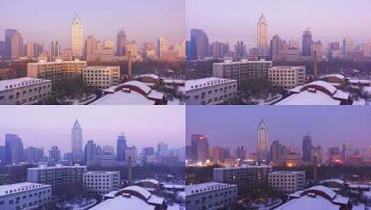 乌鲁木齐城市雪景延时高清在线视频素材下载