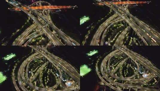 航拍贵阳城市发展现代交通黔春立交桥夜景高清在线视频素材下载