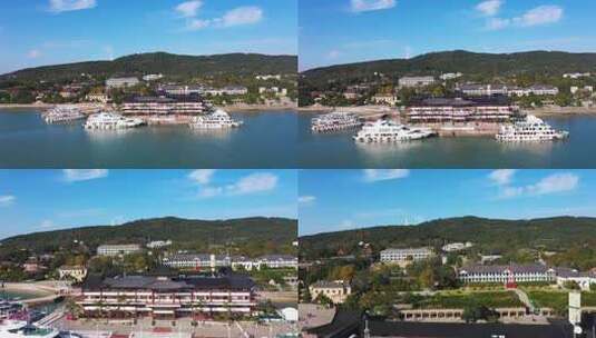 威海刘公岛海岛旅游船舶码头高清在线视频素材下载