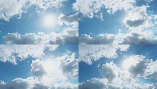 阳光穿过云朵云层天空太阳光芒丁达尔耶稣光高清在线视频素材下载