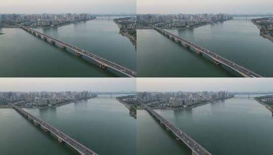 航拍湖北襄阳襄樊汉江长虹大桥高清在线视频素材下载