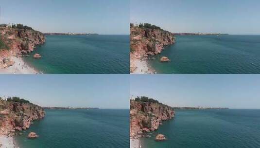 航拍海岸边的悬崖高清在线视频素材下载