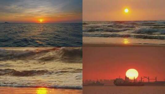 大海海边日出日落高清在线视频素材下载