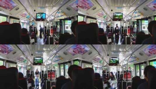乘客上公交车高清在线视频素材下载