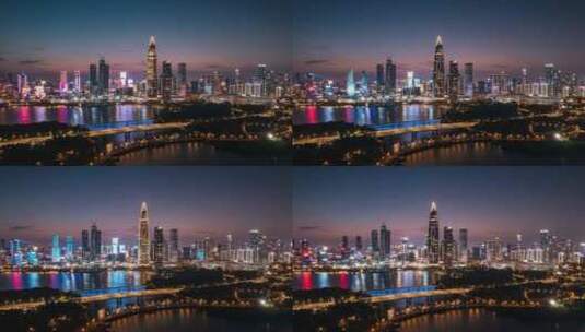 4K航拍延时-深圳后海CBD夜景高清在线视频素材下载