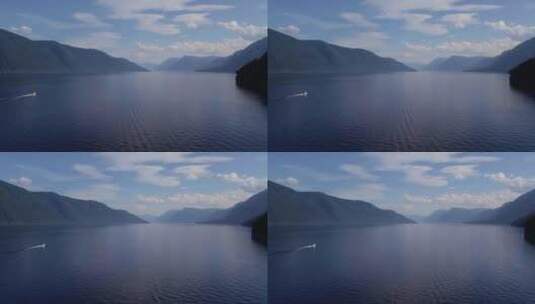 晴朗天空下平静的湖泊高清在线视频素材下载