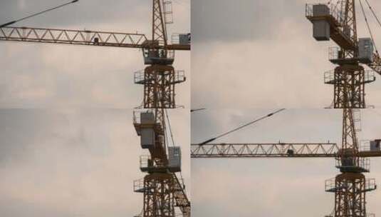 建筑工地上的塔吊高清在线视频素材下载