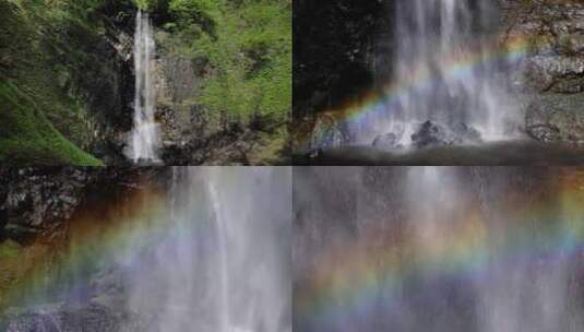 山水瀑布山间瀑布水流彩虹唯美山川风景高清在线视频素材下载