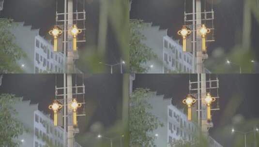 城市夜景中国结灯光装饰高清在线视频素材下载