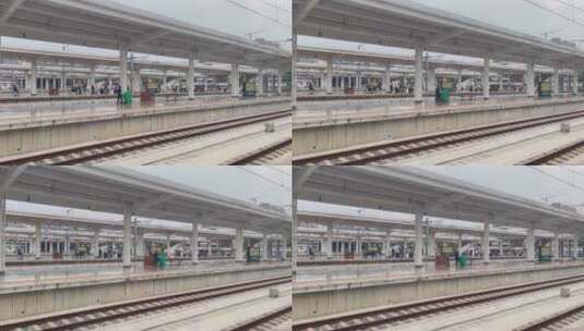 火车站站台人流轨道高清在线视频素材下载
