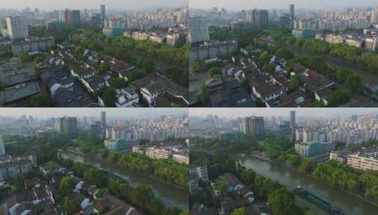 杭州大运河大兜路街区香积寺航拍高清在线视频素材下载