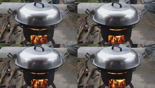 农村烧火做饭高清在线视频素材下载