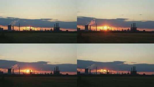 石油化工石油管道工厂化工厂日出日落延时高清在线视频素材下载