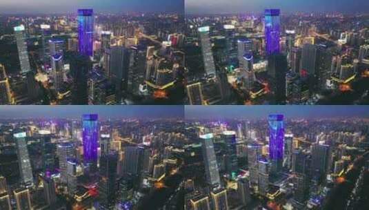 西安高新区都市之门夜景高清在线视频素材下载