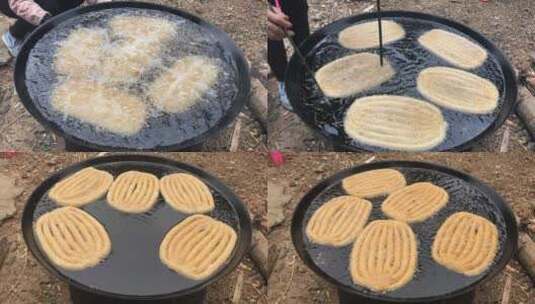 年货饼干制作油炸延时视频高清在线视频素材下载