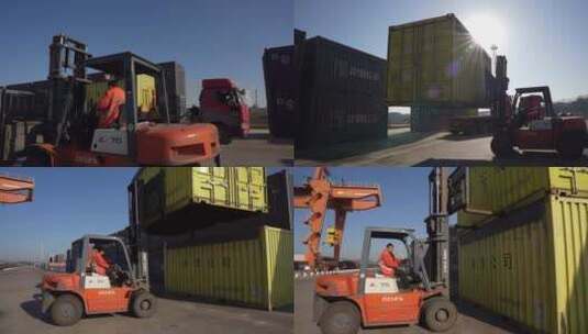 物流园装卸货物高清在线视频素材下载