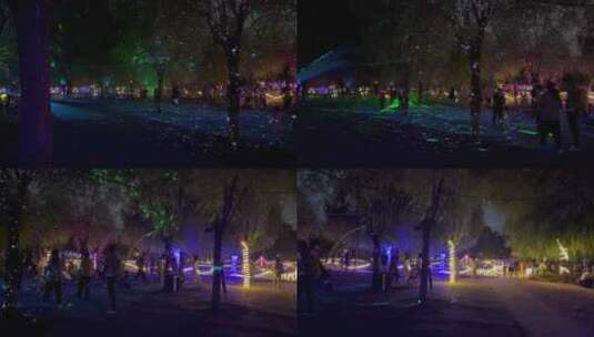 北京夜幕下的灯光秀灯会灯展高清在线视频素材下载
