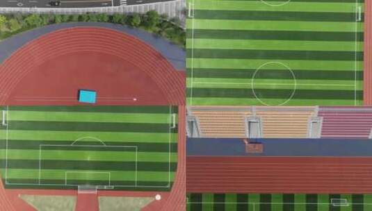 航拍清新空旷的运动场足球场看台素材高清在线视频素材下载