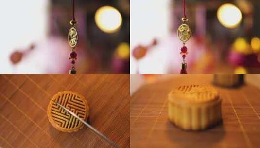 中秋节 传统节日 月饼 点蜡烛 吹灭蜡烛高清在线视频素材下载