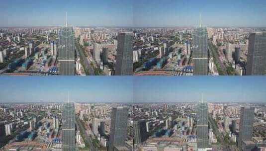 河北第一高楼保定万博会广场航拍高清在线视频素材下载