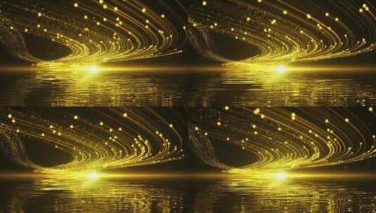 4k金色唯美粒子河流舞蹈舞台背景视频高清在线视频素材下载