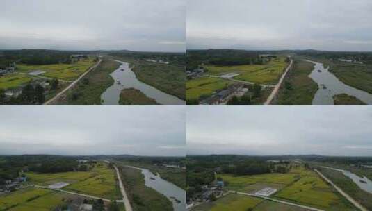 四川盆地九月河道田野平原样貌高清在线视频素材下载