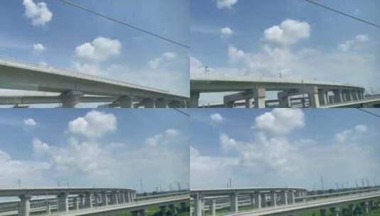 铁路高建桥车窗视角高清在线视频素材下载