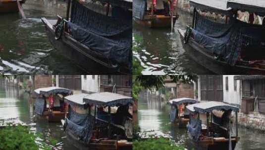 江南水乡古镇雨季烟雨浙江南浔古镇高清在线视频素材下载