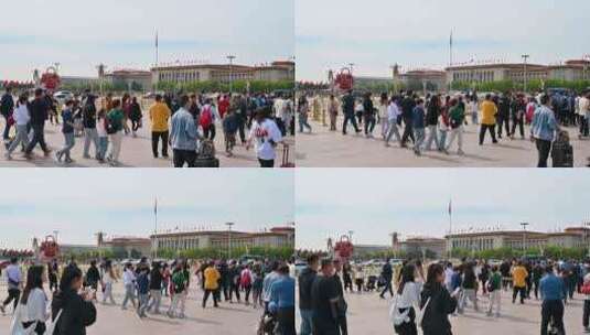 国庆节北京天安门广场装扮一新迎接八方来客高清在线视频素材下载