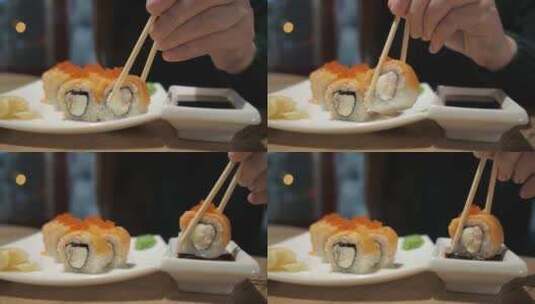 寿司 三文鱼 寿司卷高清在线视频素材下载