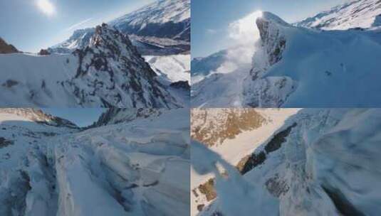 穿越机穿越雪山震撼宣传片素材高清在线视频素材下载